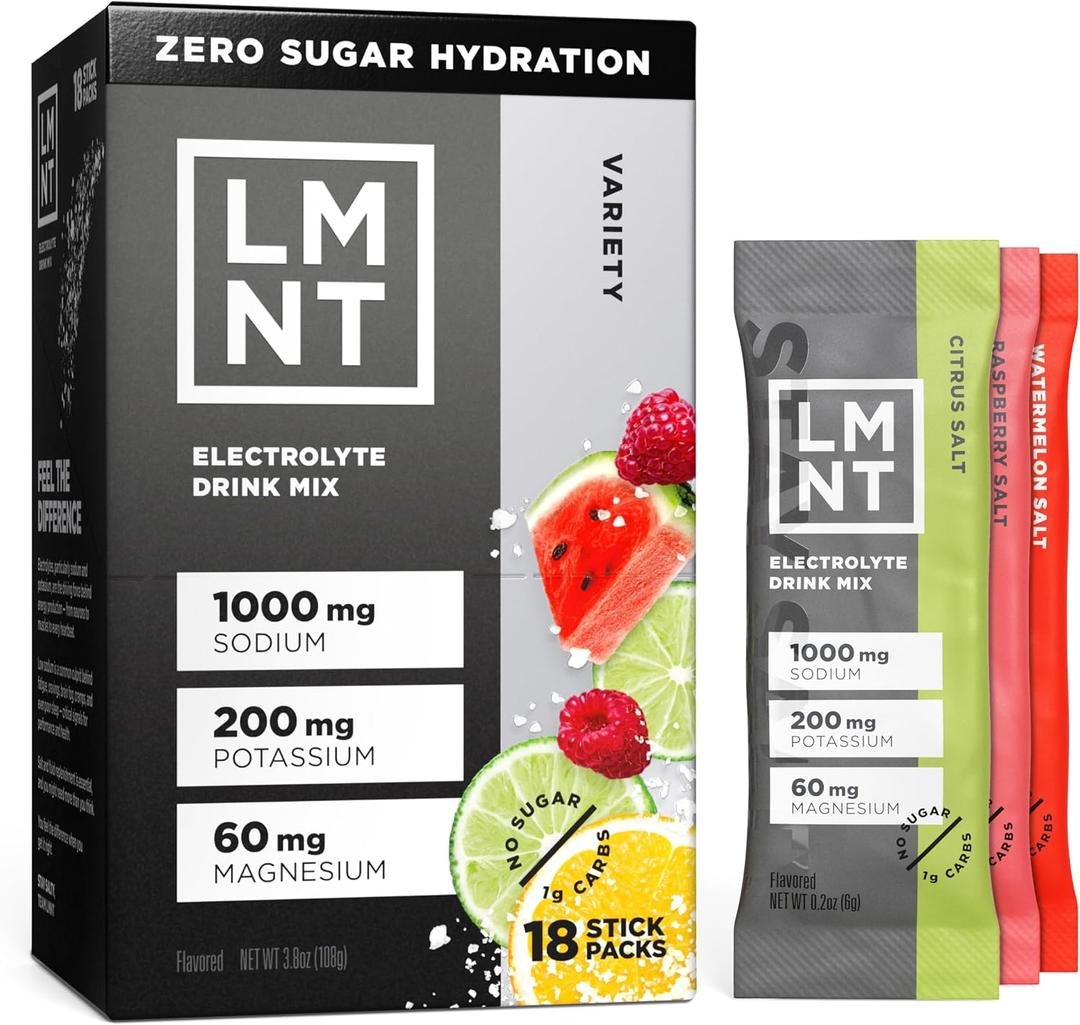 LMNT Zero Sugar Electrolytes - Variety Pack Bundle | Drink Mix | 18-Count, BBD: 08-2027