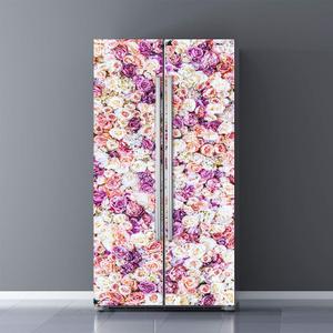 Nature Art Self Stick Vinyl Door Mural Sticker, Peel and Stick Removable Refrigerator Wrap Decal, Sweet Roses, 32.3x78.7, 2 Pcs Set