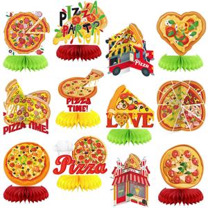 12 Pcs Pizza Party Decorations Pizza Theme Party Decorations Honeycomb Table Centerpieces for Home Office Birthday Honeycomb Supplies Decor