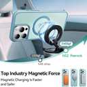 Magnetic Invisible Stand Designed for iPhone 15 Pro Max Case [Military Drop Protection] [Compatible with MagSafe] Shockproof Slim Translucent Matte Cover for iPhone 15 Pro Max Phone Case 6.7", Blue