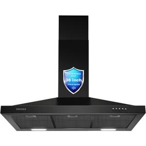 SNDOAS Black Range Hood 36 inches,Stainless Steel Wall Mount Range Hood Black,Kitchen Hood Vent with Ducted/Ductless Convertible,Hood Vents for Kitchen,Ductless Range Hood,Vent Hood 36 inch