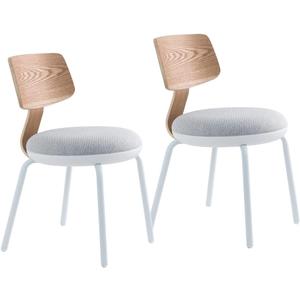 STARWAY Dining Chairs, Set of 2, Mid Century Modern Upholstered Chairs with Solid Wood Back & Sturdy Metal Legs, Modern Style Side Chairs Accent Chairs for Home, Bistro, Coffee Shops, 18.5", White
