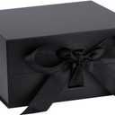 OEMVALATY Black Gift Box,10x10x5 Inches Gift Boxes with Lids for Presents with Magnetic Closure and Ribbon for Wedding,Storage,Birthday