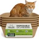 Kitty Sift Disposable Cat Litter Box Large, 6 Count, Durable Portable for Travel and Home, Eco-Friendly Disposable Litter Box Controls Odor