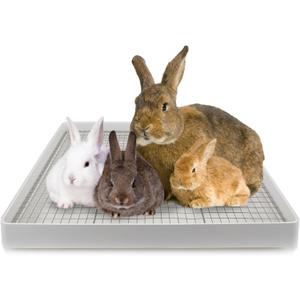 Oncpcare Extra Large Rabbit Litter Box with Grid 22x18in Bunny Litter Tray for Cage XL Potty Training Pan for Adult Rabbit Flemish Giant Rabbits