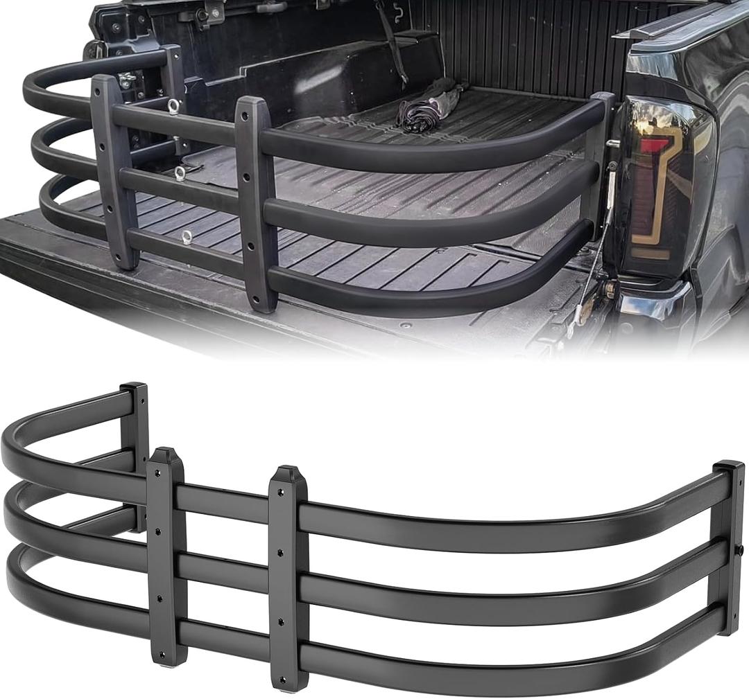 YZONA Truck Bed Extender, Aluminum Tailgate Extender, 49"-61" Adjustable Length, Drill Required, Fits for Toyota Tacoma, Chevy Colorado, GMC Canyon,Nissan Frontier, Maverick, Santa Cruz Black