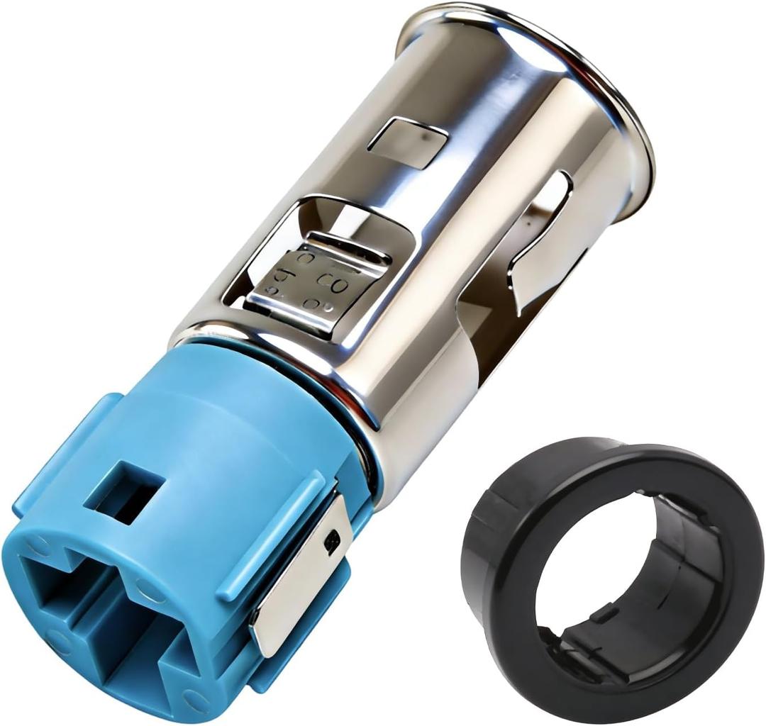 Power Outlet Base Socket Cigarette Car Lighters with Cigarette Lighter Mounting Ring Bezel Compatible with Dodge Ram 1500 2500 3500 Durango Chrysler 200 300 Replace # 4685590AB, 4793555AB
