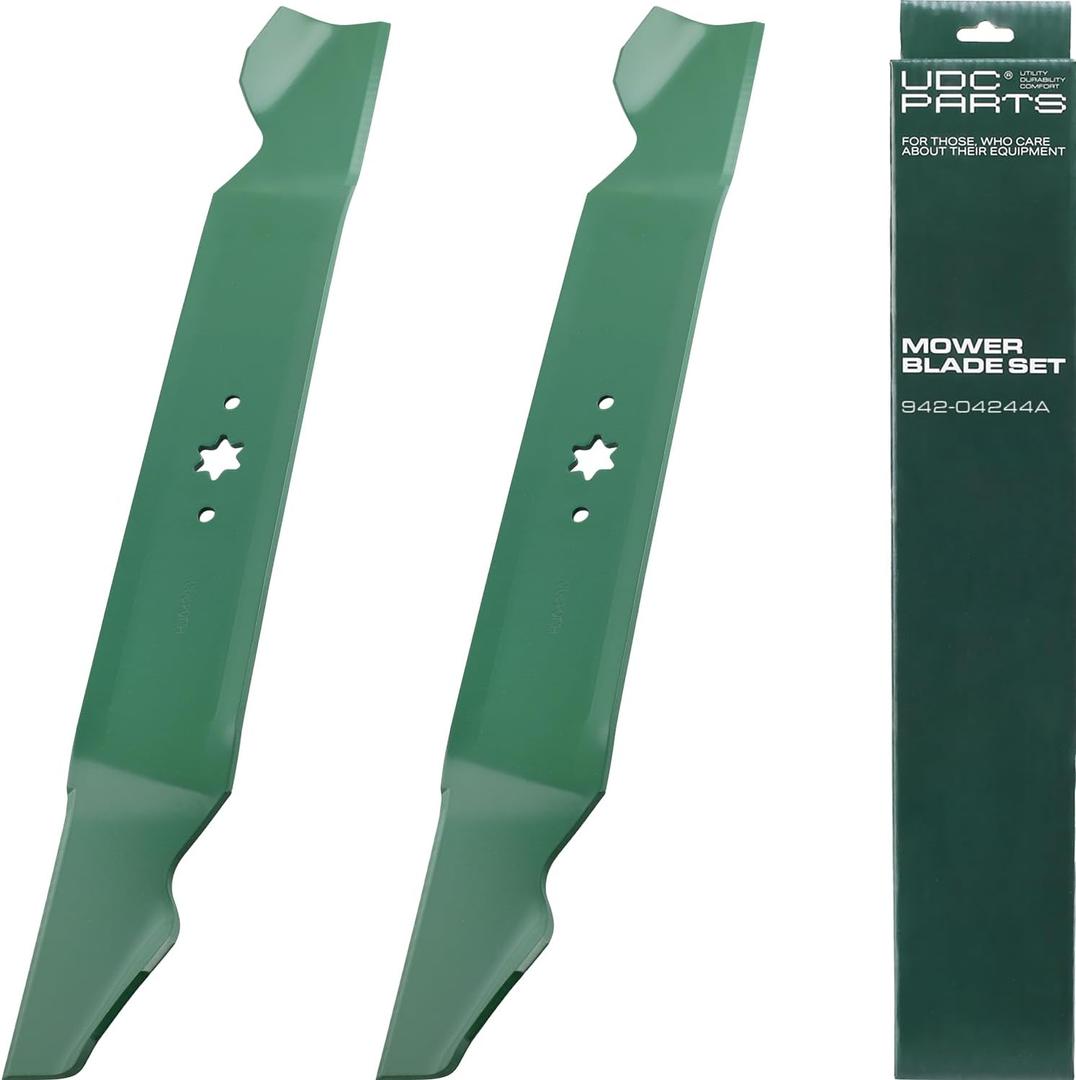 UDC Parts 942-04244A Mower Blades Replacement for Enduro Cub Cadet 46 Inch LT46 XT1 XT2 LTX 1046 942-04290A RZT L46 Troy Bilt Craftsman T240 742-04290 / Mulching 6 Point Star / 2 Pack