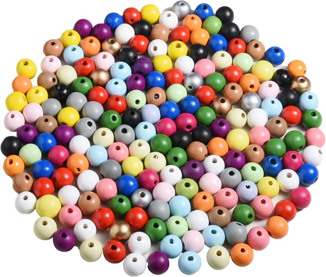 230PCS 16mm Colored Natual Wooden Beads for Craft,23 Colors Colorful Round Painted Wood Spacer Loose Beads for Home Party Festival Decoration (Mixed Color 16mm)