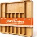 SMIRLY Silverware Drawer Organizer  Bamboo Kitchen Drawer Organizer, Adjustable Utensil Holder and Cutlery Tray, Drawer Dividers for Flatware and Kitchen Utensils (8 Slot, Natural)