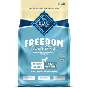 Blue Buffalo Freedom Grain-Free Puppy Dry Dog Food with DHA, Complete & Balanced Nutrition for Puppies, Made in the USA, Chicken & Potatoes, 24-lb Bag (24 Pound (Pack of 1)) Blue Buffalo Freedom Grain-Free Puppy Dry Dog Food with DHA, Complete & Balanced Nutrition for Puppies, Made in the USA, Chicken & Potatoes, 24-lb Bag (24 Pound (Pack of 1))
