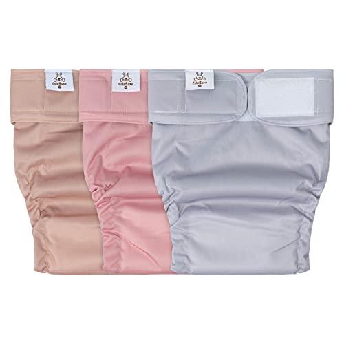 CuteBone Washable Dog Diapers Female No Tail Hole 3 Pack Reusable Doggie Period Training Pants for Docked-Tail Frenchie French Bulldog Boston Terrier Without Tail WWD07M