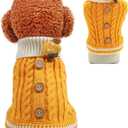 Knitted Dog Sweater for Small Dogs Cats Thick Warm Puppy Clothes Turtleneck Elastic Chihuahua Bulldog Dachshund Outfits(X-Small, Yellow)