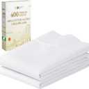 California Design Den Standard Queen Size Pillowcase Set - 400 Thread Count, 100% Cotton Sateen, Set of 2 Pillow Covers, Breathable, Cooling, Soft for Quality Sleep - Bright White