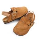 Toddler Suede Clogs with Strap Kids Suede Clogs Slippers Adjustable Straps for Boys Girls Indoor & Outdoor Slip-on Kids Shoes Brown (Brown)