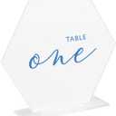 JINMURY 10 Pack Frosted Hexagon Sahpe Acrylic Blank Sign with Stand | 5.5 Inch Blank Frosted Acrylic Table Signs and Base for DIY Wedding Table Numbers, Wedding Signage, Events& Parties