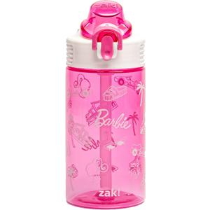 Zak Designs Barbie Sage Water Bottle For School or Travel, 16oz Durable Plastic Water Bottle With Straw, Handle, and Leak-Proof, Pop-Up Spout Cover (Barbie)