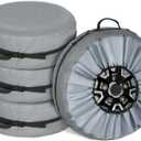 Explore Land Tire Cover with Handle - Seasonal Spare Tire Bag, Heavy Duty Winter Wheel Storage Tote Against Dust and Scratches, 4 Pack (Fits Diameters 26''-28.75'', Charcoal)