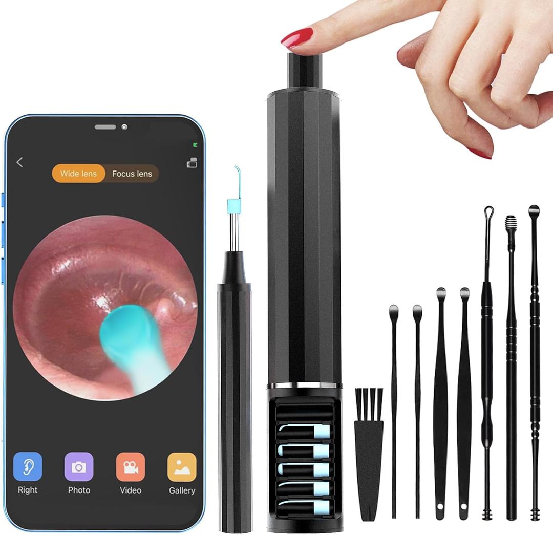3 x Ear Wax Removal Tool Camera, Ear Cleaner with Camera Earwax Removal kit with Camera, Ear Camera 1080P with 6 LED Lights, Compatible with iOS&Android