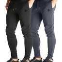 BROKIG Men's Zip Joggers Casual Gym Workout Track Pants Size M