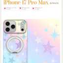 Loheckle for iPhone 17 Pro Max Case with Stand- Compatible with MagSafe Women Girls Cute Girly Aesthetic Unique Design Soft TPU Magnetic Ring Phone Cover for Apple 17 Promax, Stars