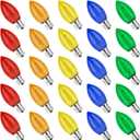 C9 Led Replacement Bulbs for Christmas String Light, Colored Light Bulbs Shatterproof for Outdoor Indoor Holiday Decoration, E17 Screw Base, Multicolor 25 Pack