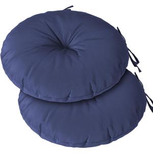 Outdoor Bistro Chair Cushions Set of 2, 15 inch Tufted Round Seat Cushions with Ties, Waterproof Chair Pad for Patio Deck Furniture