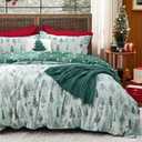 Bedsure Christmas Duvet Cover Queen - Green Forest Christmas Bedding Set, 5-Piece Collection Includes 1 Duvet Cover, 2 Pillow Shams, 1 Throw Blanket and 1 Decorative Pillow (Queen, Green Forest) (Queen (90" x 90"), 09 - Green Forest (No Comforter))