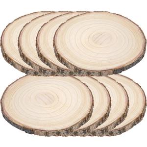 8 Pieces of 10-11 Inches Wood Slices for Centerpieces,Wooden Slices for Table Top,Wooden Slabs for Crafts,Round Wood Splices for Wedding Table,Home Dinner Table,Etc.(10-11 inches)