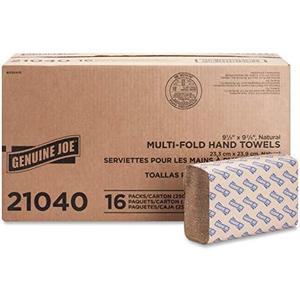 Genuine Joe GJO21040 Multifold Natural Towels (16 Packs, 250 per pack)