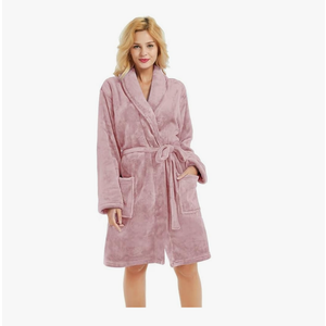 U2SKIIN Women Fleece Robe, Short Cozy Plush Robes for Womens Soft Shawl Collar Warm Spa Bathrobe, S/M