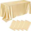 4 Packs Satin Rectangle Tablecloth 58 x 102 Inch, Stain and Wrinkle Resistant Washable Table Cover Smooth Fabric Bright Silk Tablecloth for Dining Table, Wedding Banquet Party Events (Champagne)
