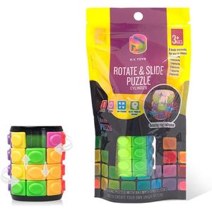 R.Y.TOYS Rotate and Slide Puzzle-Design Patent,Fidget Toys(Restore Order/Create Patterns) 8 Colors,4 Layers-Detach Piece for Quick Play,Brain Teaser,Sensory Toys,Birthday Gifts,Easter Basket Stuffers