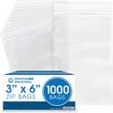 Spartan Industrial - 3 X 6 (1000 Count) 2 Mil Clear Reclosable Zip Plastic Poly Bags with Resealable Lock Seal Zipper