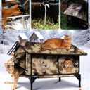Indestructible Gable Roof Heated Cat House for Outside Winter, 100% Waterproof, Safe Escape Door, Insulated Outdoor Cat Shelter with Heater for Feral Barn Cat Kitty (Desert Camouflage, 24.5"x16"x19")