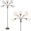 HonoDing Medusa Floor Lamps Standing Lamps 5 Heads Adjustable Reading Light Large Shade Use E26 A19 Bulb Floor Lamps for Living Room Bedroom (Satin Nickel)