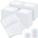 Timgle 200 Pcs 4" x 4" Split Gauze Pads 6 Ply Split Drain Sponge Gauze Non Woven Slit Bandage Sponges with 2 Roll of Tape for Wound Care Tubes Drains Supplies