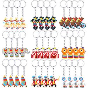 36 Pcs Circus Carnival Party Favors PVC Keychain Circus Animals Clown Cannon Keychains Carnival Theme Party Decorations Birthday Party Baby Shower Party Supplies, 9 style?Circus Style?