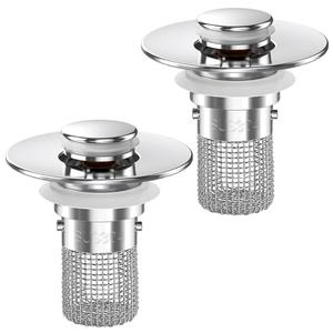 Sink Stopper Hair Catcher,(2PCS) Pop-up Sink Drain Strainer with Removable Stainless Steel Strainer Basket Hair Catcher, Bathroom Sink Strainer for Bathroom Sink Stopper Replacement - 1 qty