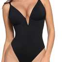 Popilush Shapewear Bodysuits for Women - Tummy Control Body Suits for Womens Deep V Corset Tops Thong Concert Outfits (Small, Black)