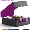 ZLCA Card Storage Box for MTG PTCG, Commander Deck Box Holds 3200+ Cards, Trading Card Storage Case with 4 Stoppers, Card Organizer for TCG Sport Cards(Black&Purple)