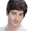 Baruisi Mens Short Brown Wig Natural Hair Replacement Synthetic Costume Halloween Full Wigs