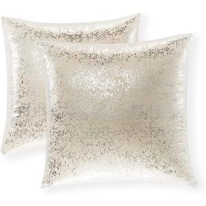 Xinrjojo Gift, Euro Champagne Silver Super Soft Sparkling Decorative Solid Color Square Cushion Cover Handmade Pillowcase with Hidden Zipper, 2 Packs,18x18 inch