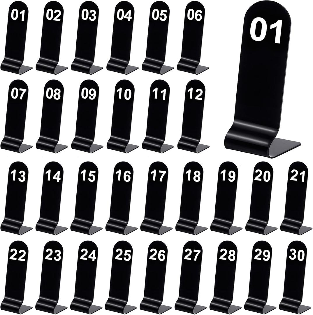 Tuanse 1-30 Table Order Numbers Restaurant Double Sided Acrylic Reception Number Stands Signs for Wedding Restaurant Seating Cafes Party Banquet(Black), Small Signage