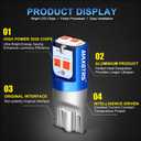 MAXGTRS 194 LED Light Bulb Red 168 2825 W5W T10 Wedge 6-SMD 3030 Chipsets LED Replacement Bulbs Error Free for Car Dome Map Door Courtesy License Plate Lights, Pack of 5