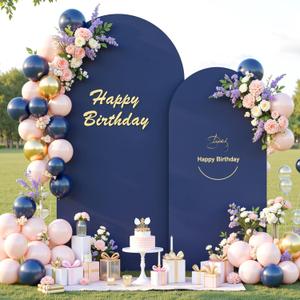 Navy Blue Arch Backdrop Cover Set of 2 Spandex 7.2 and 6ft Arch Covers Stretchy Backdrop Wedding Balloon Arch Stand Covers for Birthday Party Baby Shower Bridal Shower Banquet Photo Arches Background
