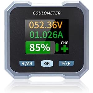 400A (Max 500A) 10-100V Battery Monitor for RV Motorcycle Golf Cart Solar Panel Battery with LCD Backlight Screen,Capacity Percentage Time Power Voltmeter Display Black