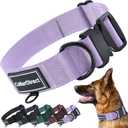 Heavy Duty Dog Collar for Large or Medium Dogs, Adjustable Strong Dog Collar for Active Dogs, Double-Layered Nylon (Lilac, 15-23)