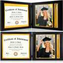JMUQ 12x26 Foldable Diploma Frame with Tassel Holder for 8.5x11 Certificate & 8x10 Photo, 2026 Graduation Frame with Black & Gold Double Mat, HD Plexiglass for Wall or Tabletop Display, Black