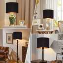Black Lamp Shades Drum Set Of 2 Medium Gold 12-Inch Replacement Lamp Shades For Table Lamps,Floor Lamps,Diy Pendant Lights, Wall Lights,Harp Holder Included,Requires Assembly. (Black)